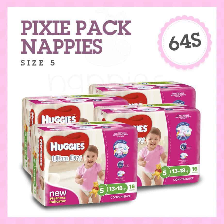 Pixie Box' Huggies® Nappies Walker Girl 13-18kg 64s-0