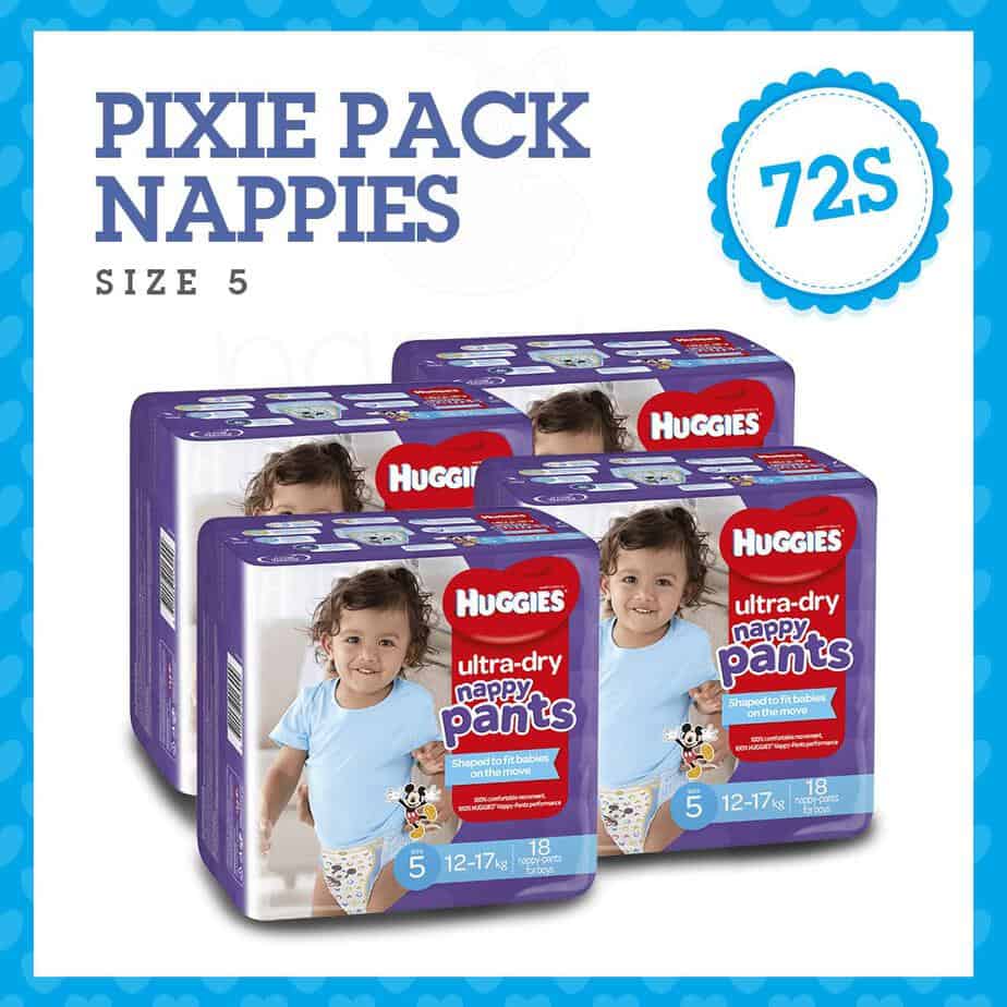 Pixie Box' Huggies Ultra-Dry Nappy Pants Stage 5 Boy 12-17kg (Walker) 72s-0