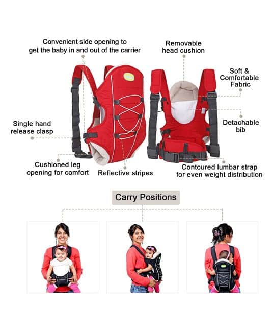 Baby Cuddle Up 3 Way Baby Carrier - Red-5142