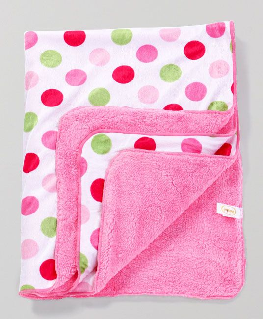 Baby Sherin & Poly Wool Blanket Polka Dots - White & Pink-0