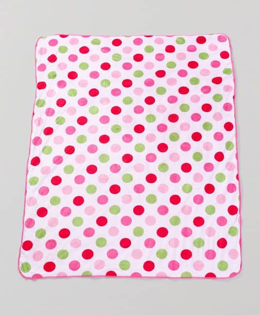 Baby Sherin & Poly Wool Blanket Polka Dots - White & Pink-2953