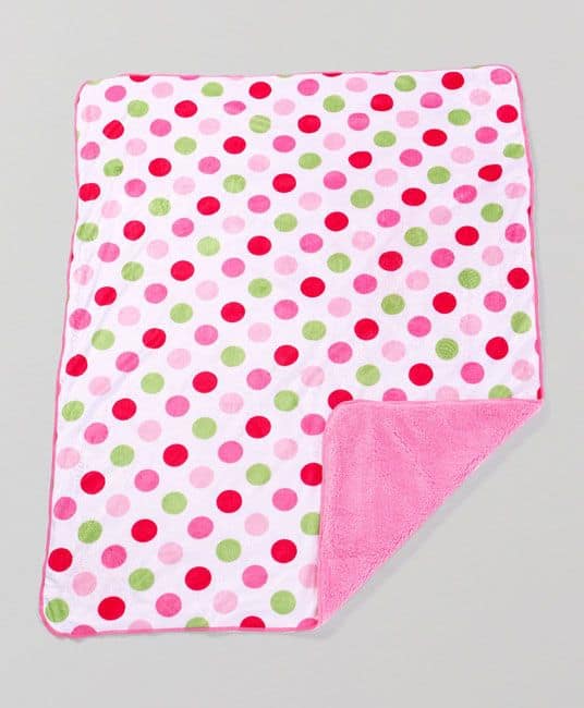 Baby Sherin & Poly Wool Blanket Polka Dots - White & Pink-2954