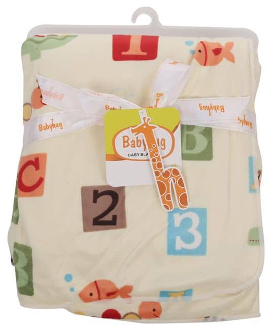 Baby Sherin & Poly Wool Blanket Number And Alphabet Print - Lemon-0