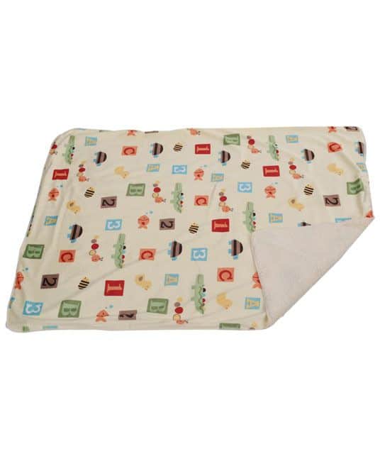 Baby Sherin & Poly Wool Blanket Number And Alphabet Print - Lemon-2959