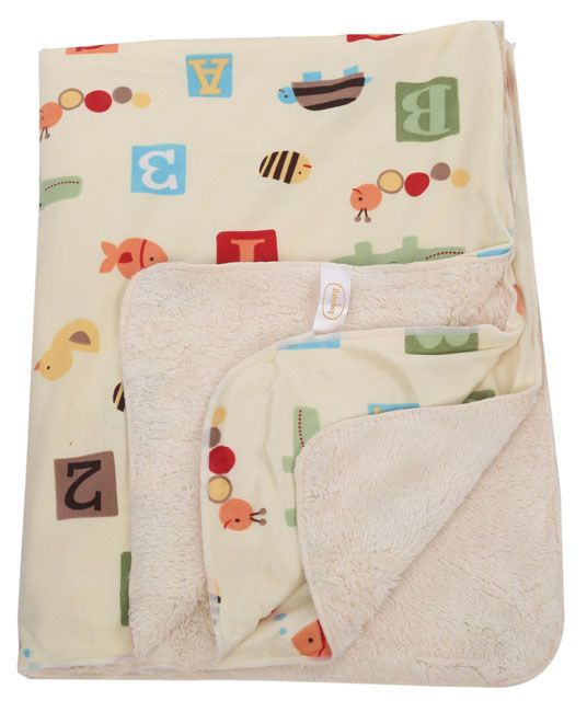 Baby Sherin & Poly Wool Blanket Number And Alphabet Print - Lemon-2960