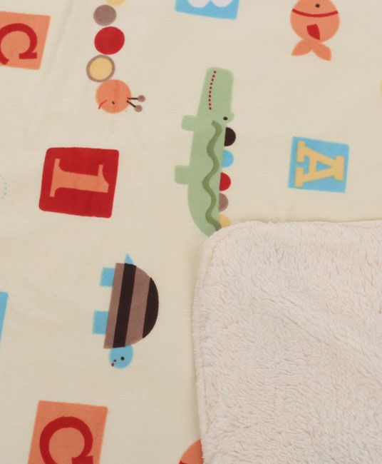 Baby Sherin & Poly Wool Blanket Number And Alphabet Print - Lemon-2961