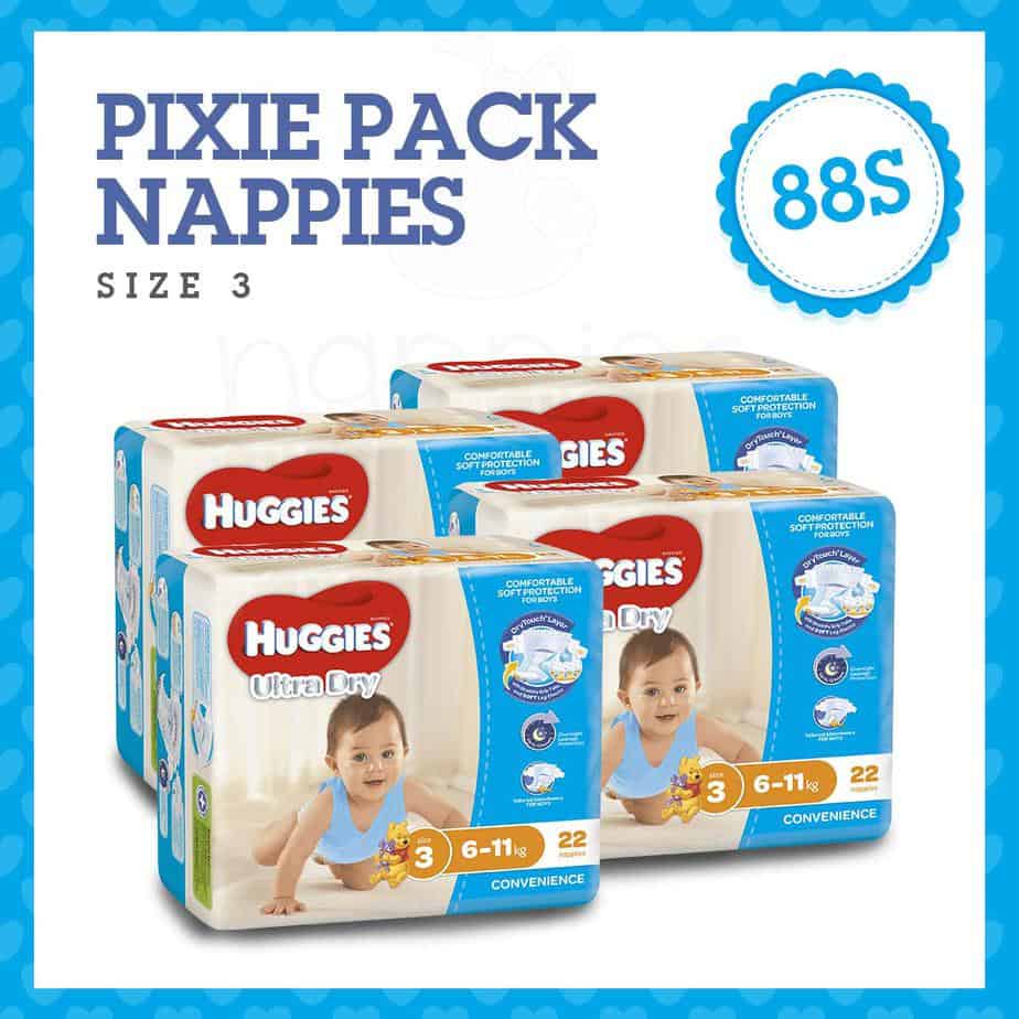 Pixie Box' Huggies® Nappies Crawler Boy 6-11kg 88s-0