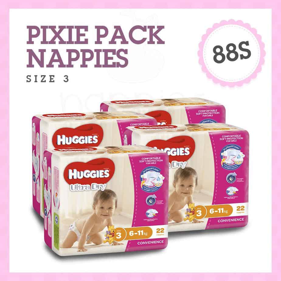 Pixie Box' Huggies® Nappies Crawler Girl 6-11kg 88s-0