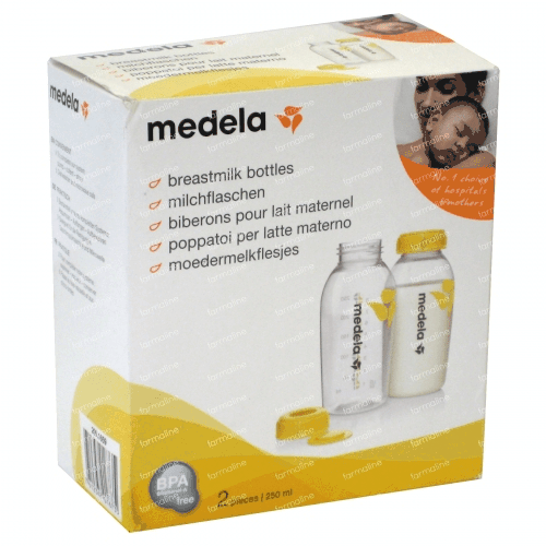 Medela Set of 2 Milk Bottles 250ml (incl 1 Lid And 1 Lid Disc per bottle)-0