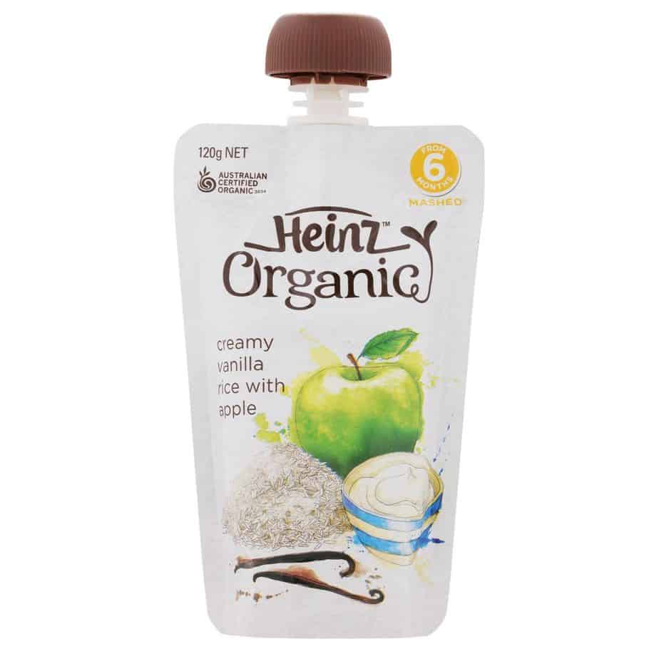 Heinz Organic Baby Food 120g Pouch - Creamy Vanilla Rice with Apple-1119
