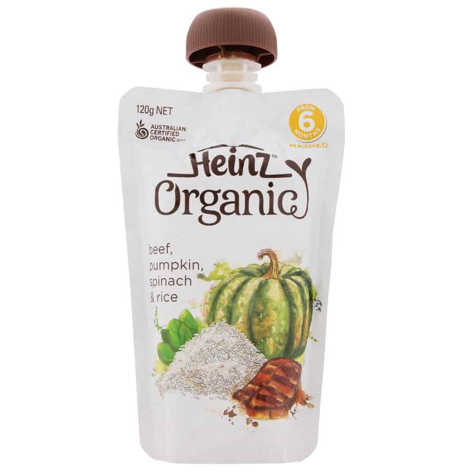 Heinz Organic Baby Food 120g Pouch - Beef, Pumpkin, Spinach & Rice-1121