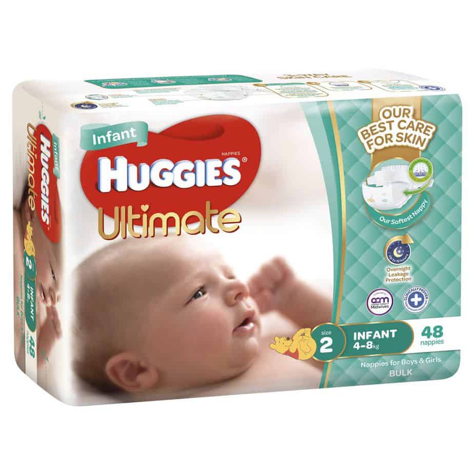 Huggies® Ultimate Nappies Infant Unisex 4-8kg Bulk 48s-1600