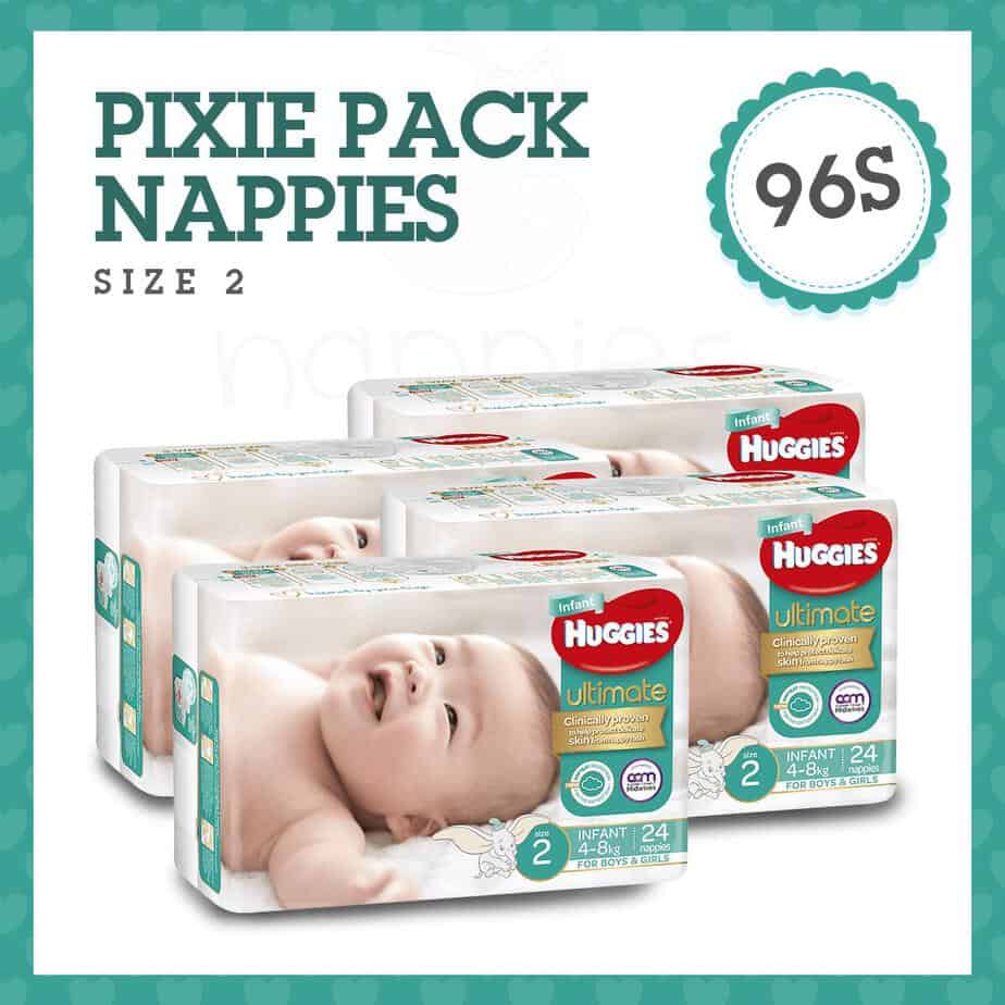 Pixie Box' Huggies® Ultimate Nappies Infant Unisex 4-8kg 96s-0