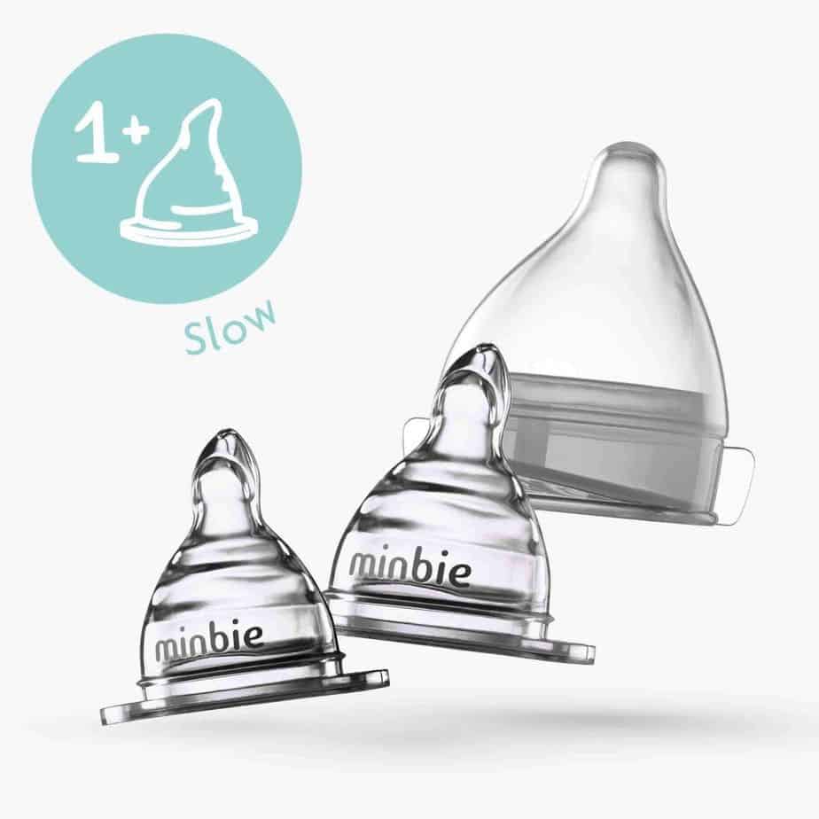 Minbie Slow Flow Teats 1+ months 2pk-0