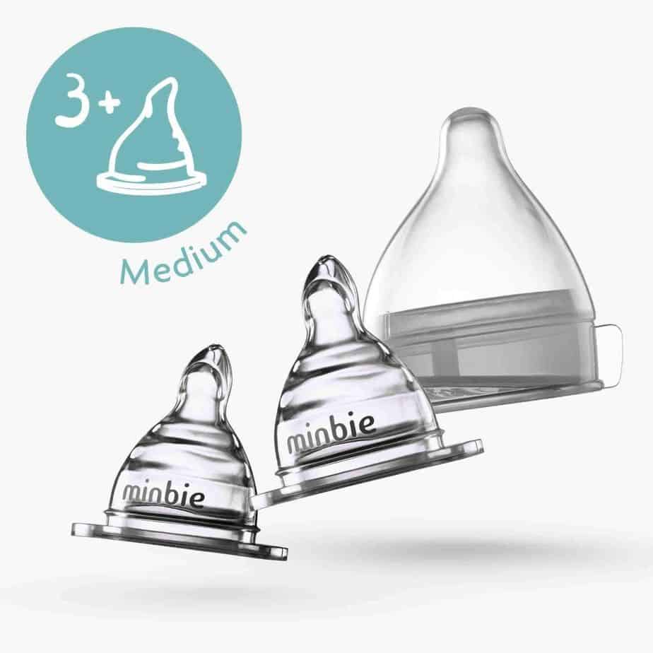 Minbie Medium Flow Teats 3+ months 2pk-0