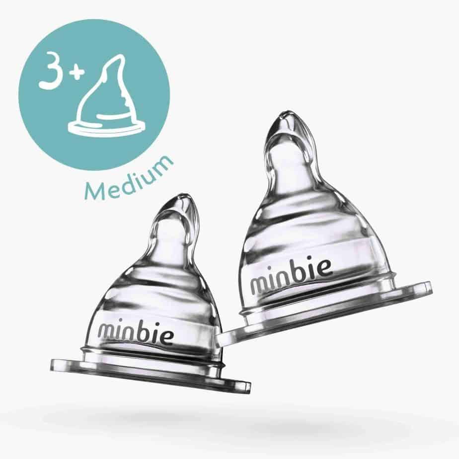 Minbie Medium Flow Teats 3+ months 2pk-758