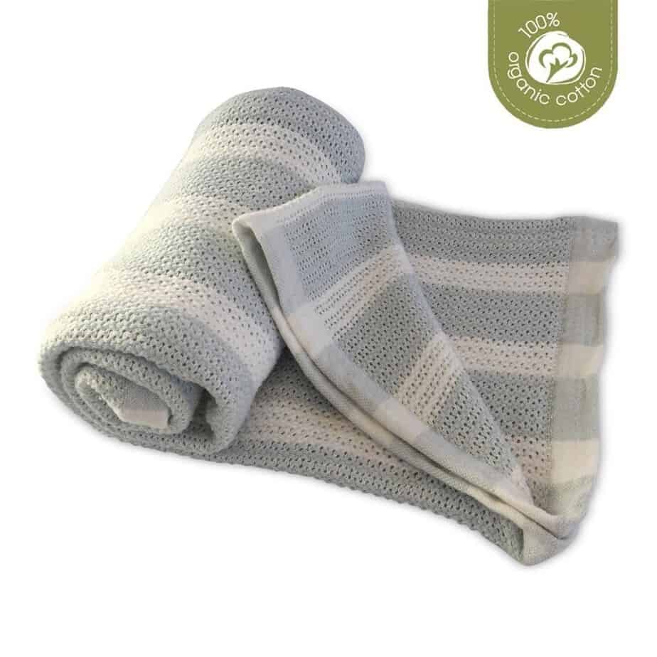 Ecosprout Organic Cotton Cellular Cot Blanket - Sky Gray-0