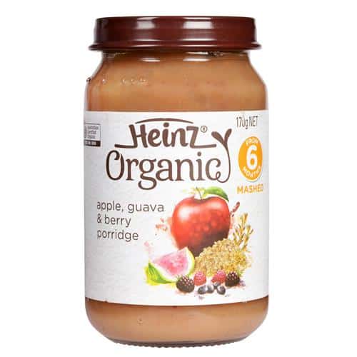 Heinz Organic Baby Food 170g (Stage 2) - Apple, Guava & Berry Porridge-0