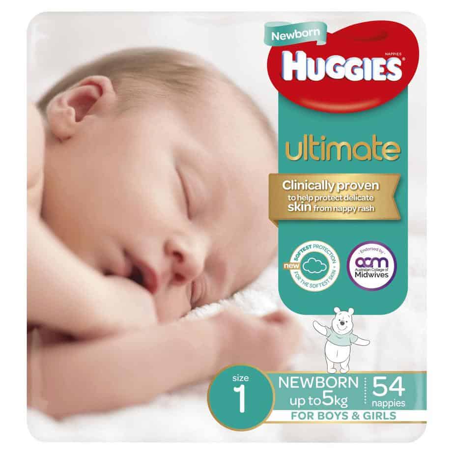 Huggies® Ultimate Nappies Newborn 0-5kg Bulk 54s-8454