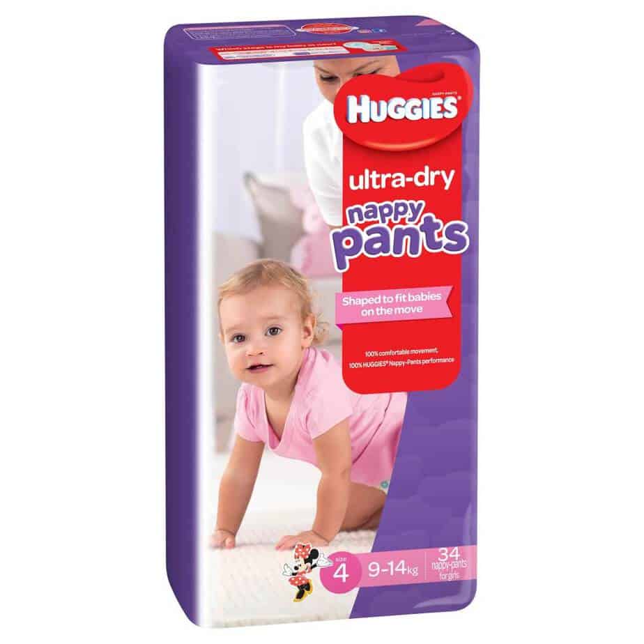 Huggies Ultra Dry Nappy Pants Stage 4 (Toddler) Girls 9-14kg - 34s Nappy Pants-0