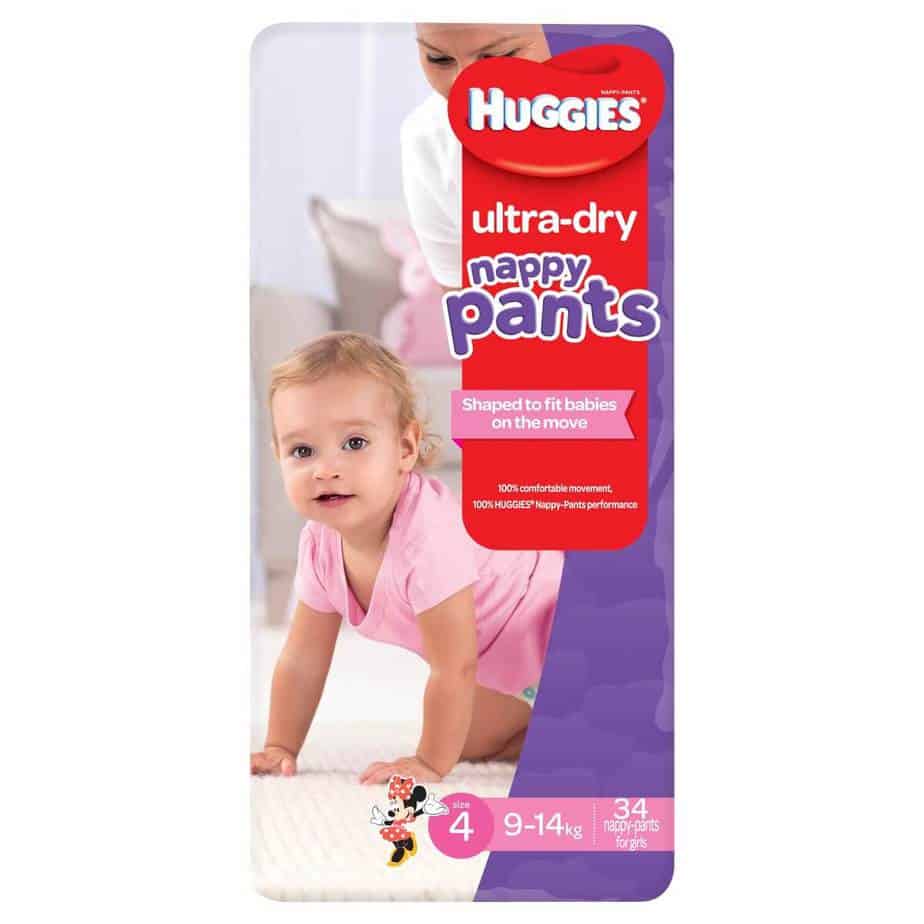 Huggies Ultra Dry Nappy Pants Stage 4 (Toddler) Girls 9-14kg - 34s Nappy Pants-8486