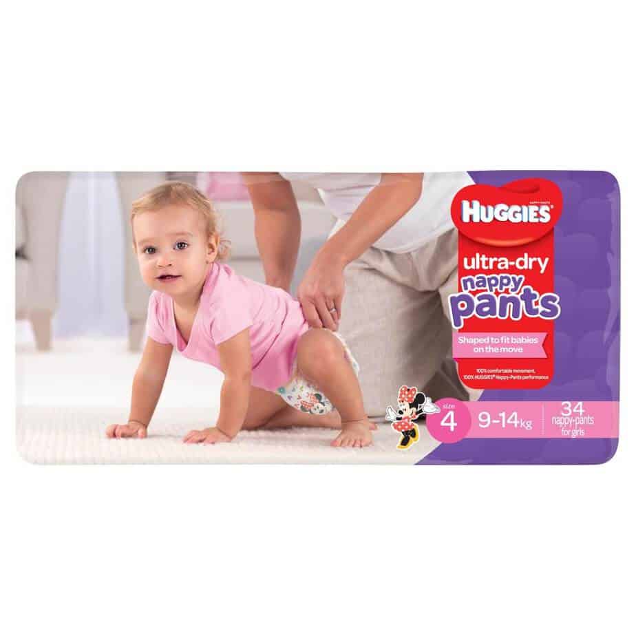 Huggies Ultra Dry Nappy Pants Stage 4 (Toddler) Girls 9-14kg - 34s Nappy Pants-8488