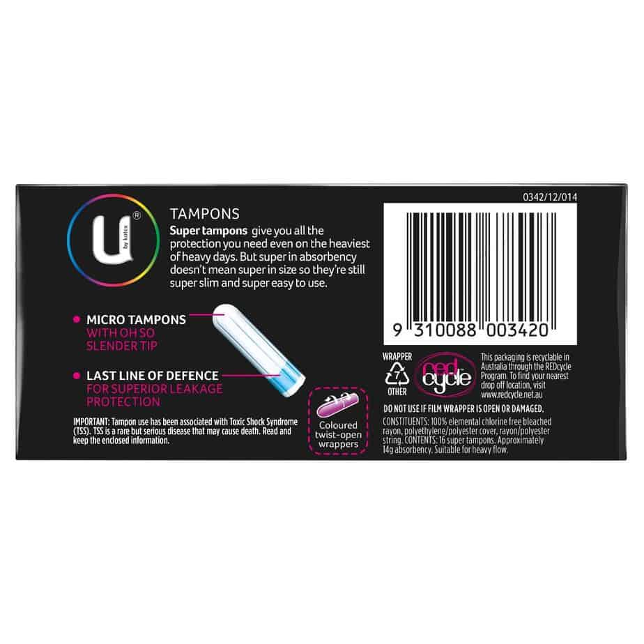 U By Kotex Slim Tampons Super 16pk-2036