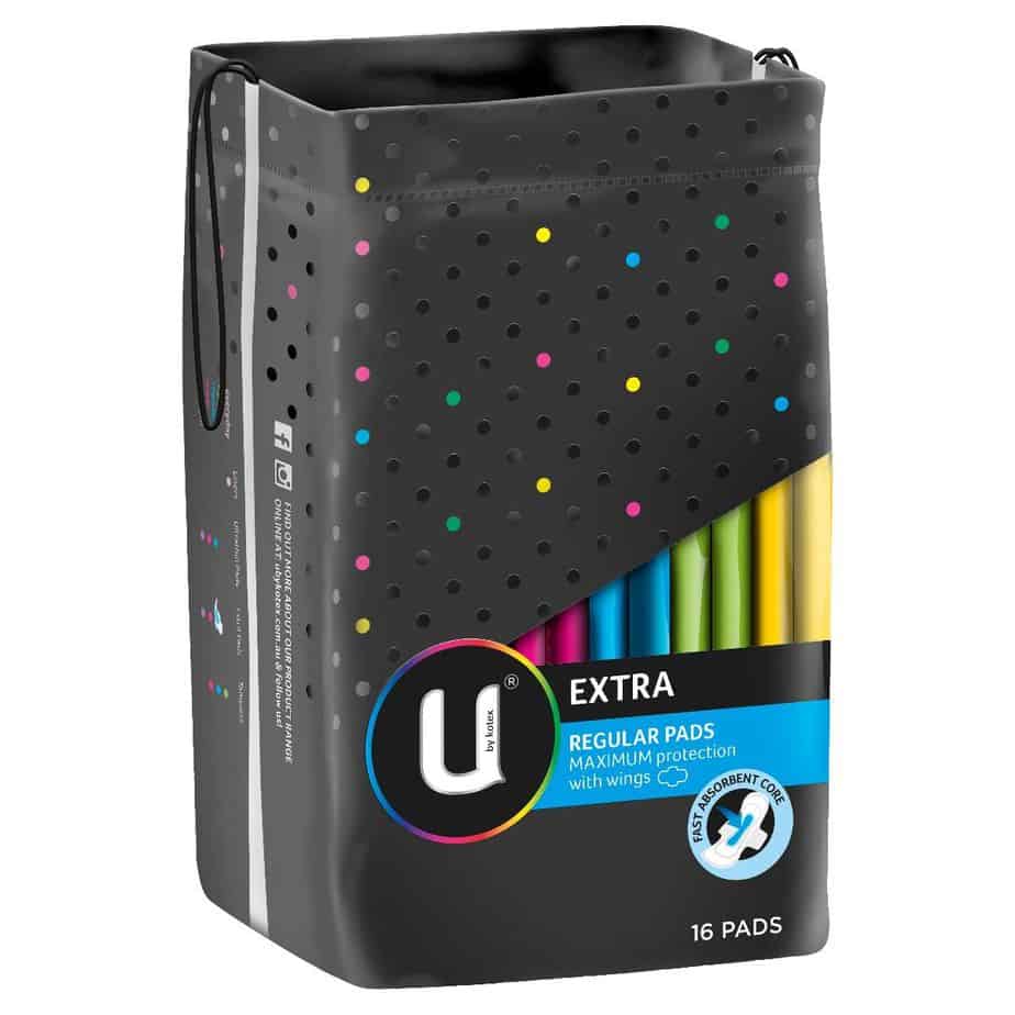 U By Kotex Extra Pads Regular Winged 16pk-0