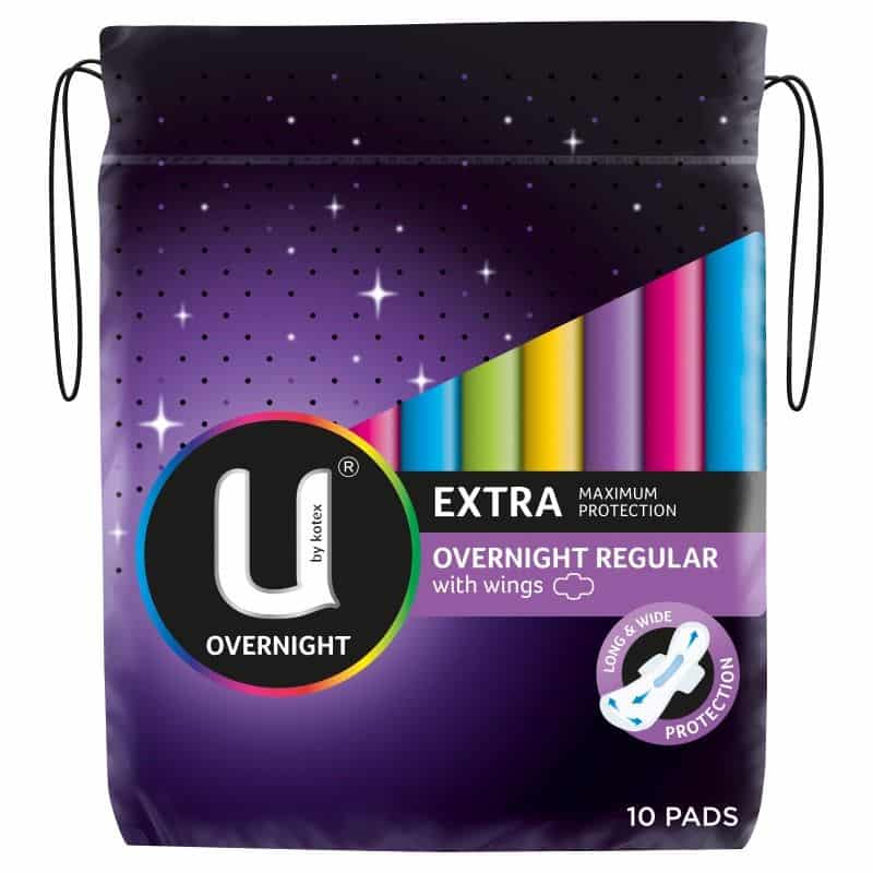 U by Kotex Extra Pads Overnight Winged 10pk-0