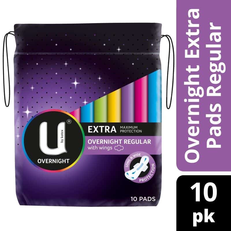 U by Kotex Extra Pads Overnight Winged 10pk-2066