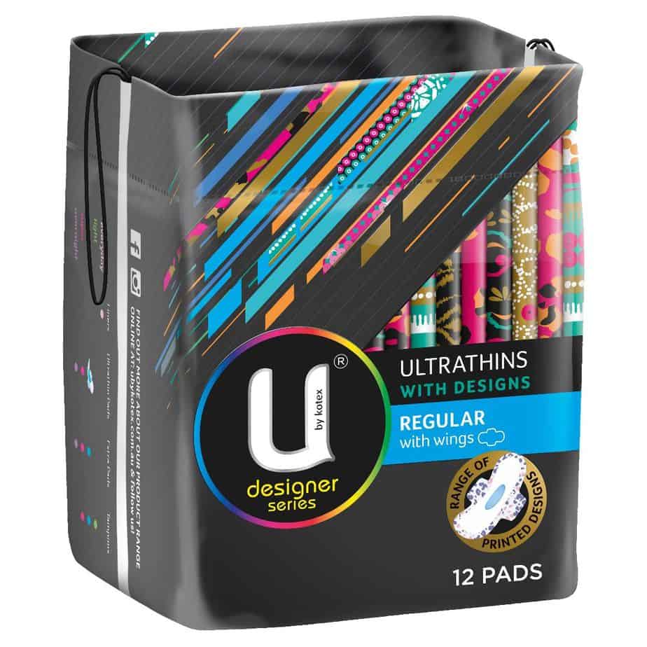 U By Kotex Ultrathin Designer Pads Regular Winged 12pk-0