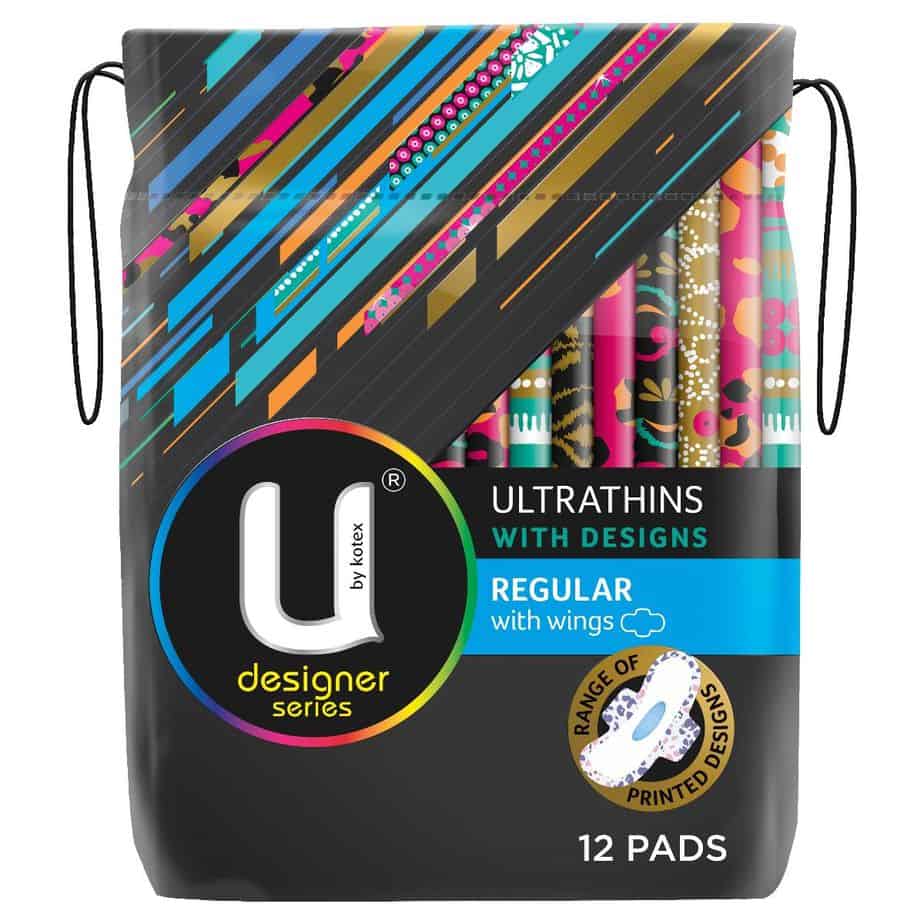 U By Kotex Ultrathin Designer Pads Regular Winged 12pk-2052