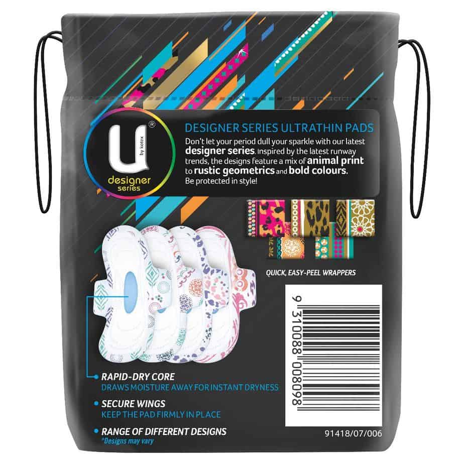 U By Kotex Ultrathin Designer Pads Regular Winged 12pk-2053