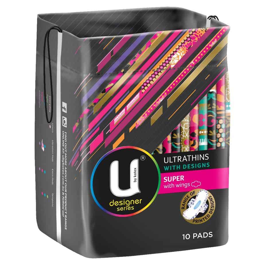 U By Kotex Ultrathin Designer Pads Winged Super 10pk-0