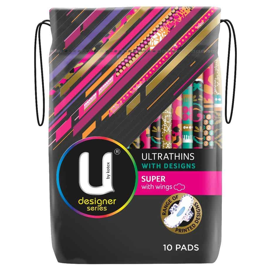 U By Kotex Ultrathin Designer Pads Winged Super 10pk-2055