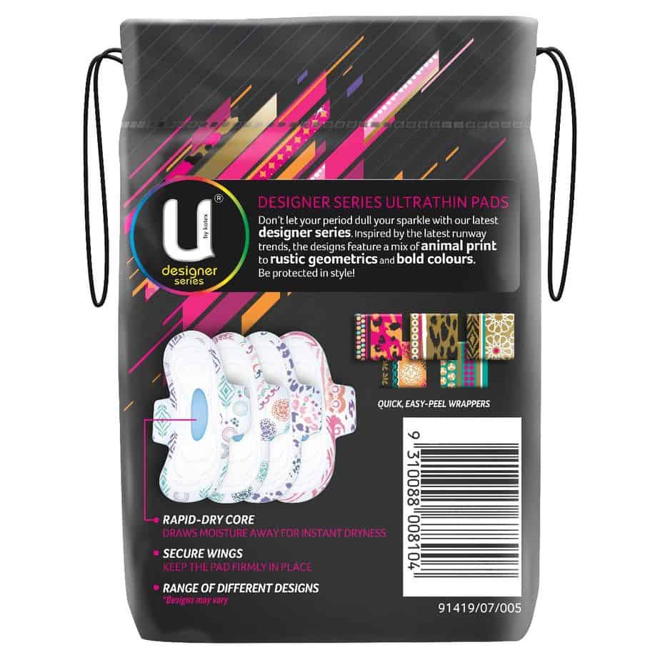 U By Kotex Ultrathin Designer Pads Winged Super 10pk-2056