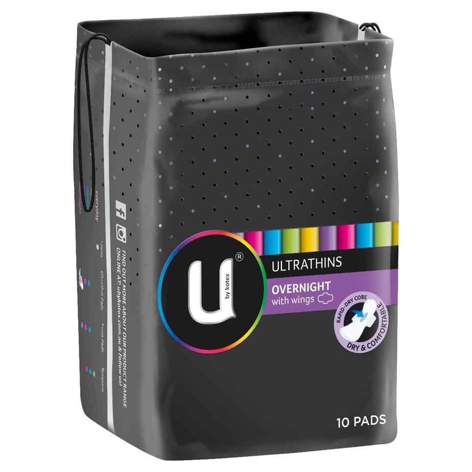 U By Kotex Ultrathin Pads Overnight Winged 10pk-0