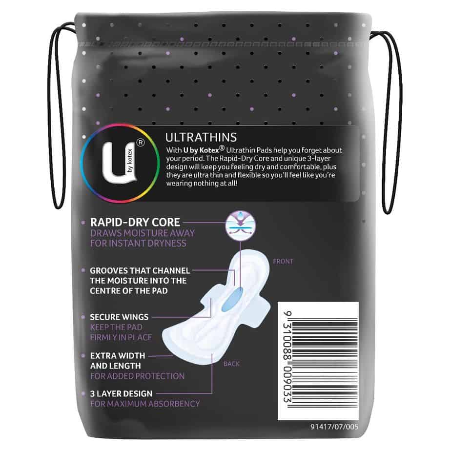 U By Kotex Ultrathin Pads Overnight Winged 10pk-2050