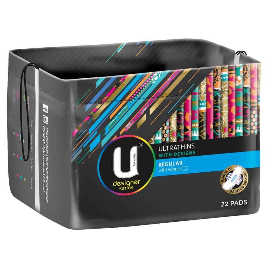 U By Kotex Ultrathin Designer Pads Regular Winged 22s-0