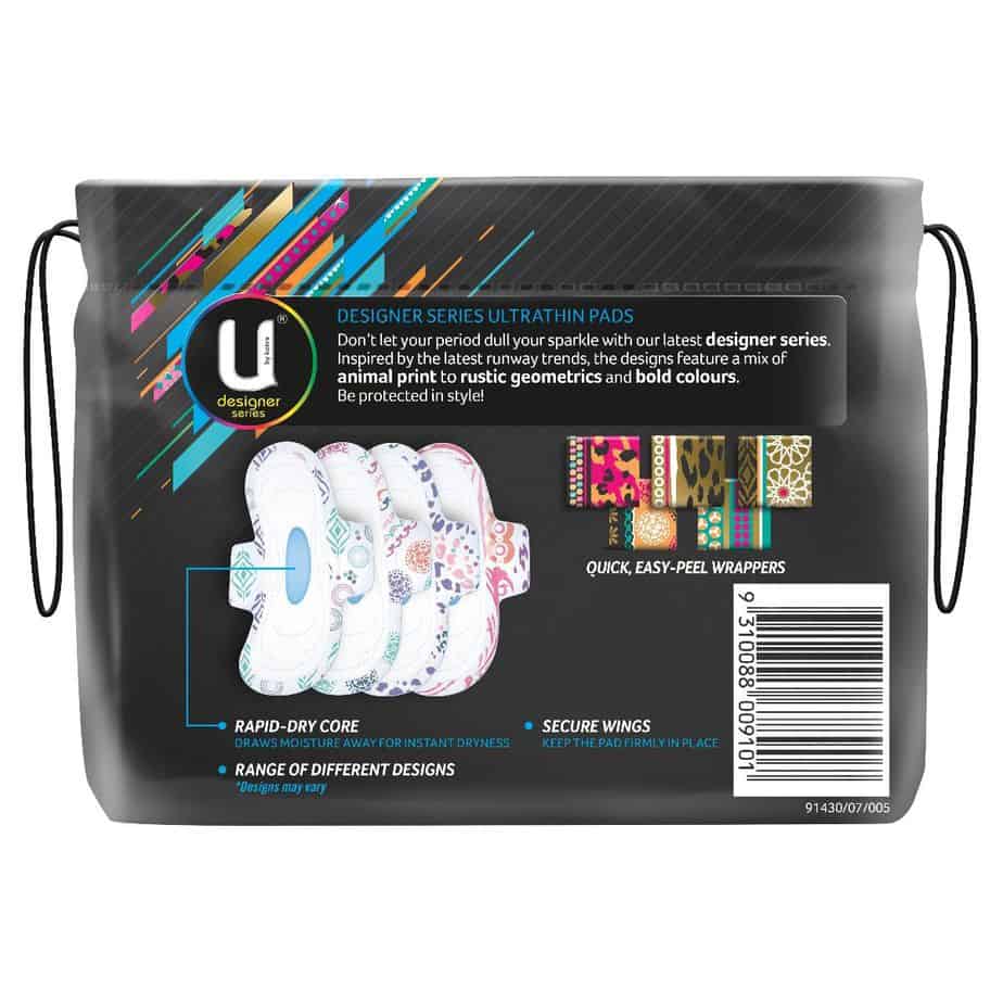 U By Kotex Ultrathin Designer Pads Regular Winged 22s-2069