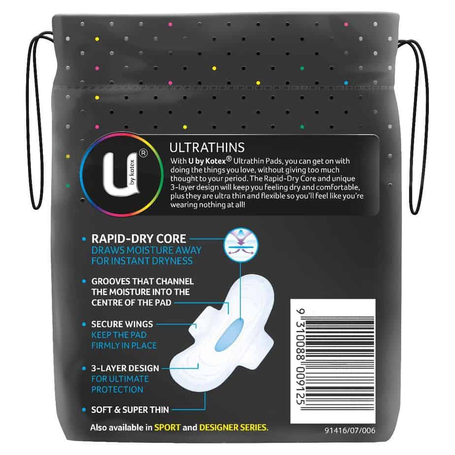 U By Kotex Ultrathin Pads Winged Regular 14pk-2047