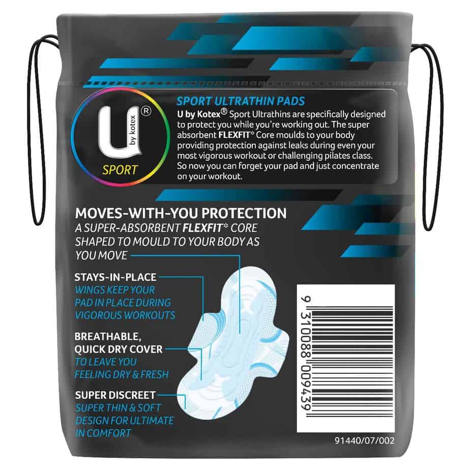 U By Kotex Ultrathin Sport Pads Regular Winged 12pk-2072