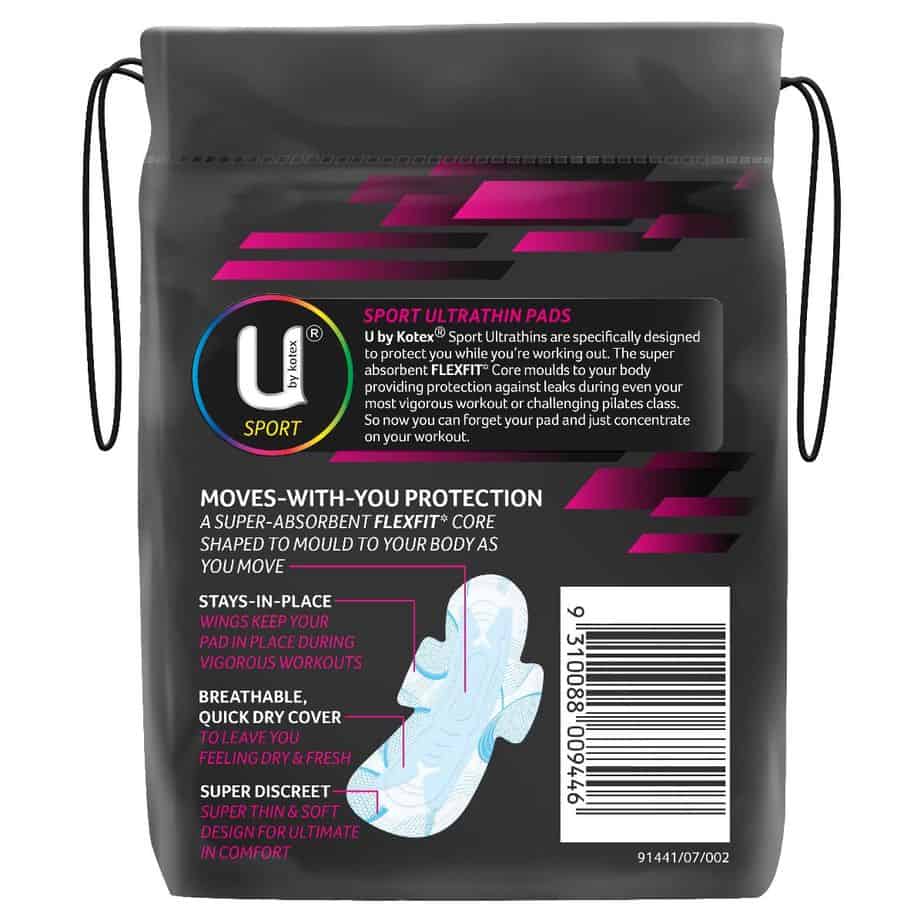 U By Kotex Ultrathin Sport Pads Super Winged 10pk-2075