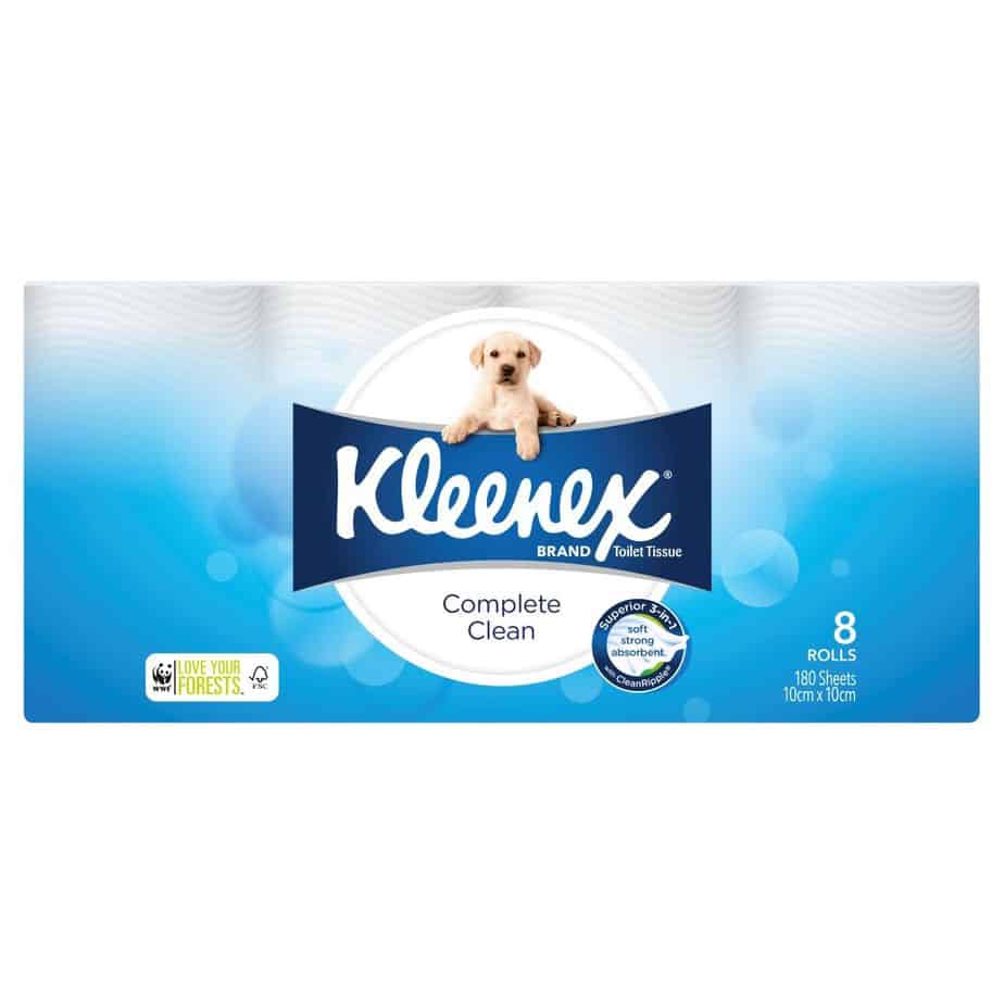 Kleenex Complete Clean Toilet Tissue Regular 8 pack, 180 sheets-1927