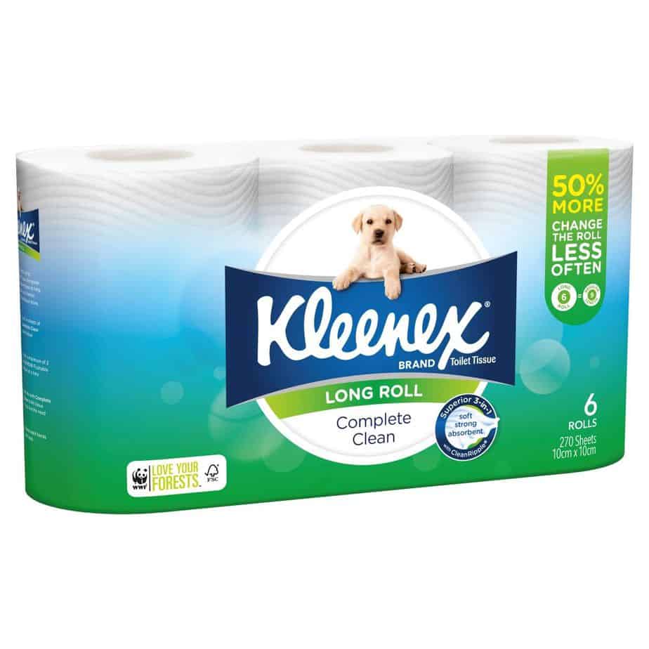 Kleenex Complete Clean Toilet Tissue Long Roll 6 pack, 270 sheets-0