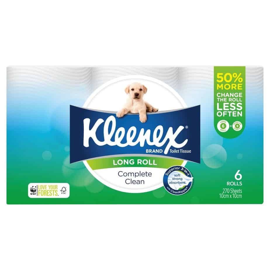Kleenex Complete Clean Toilet Tissue Long Roll 6 pack, 270 sheets-1929