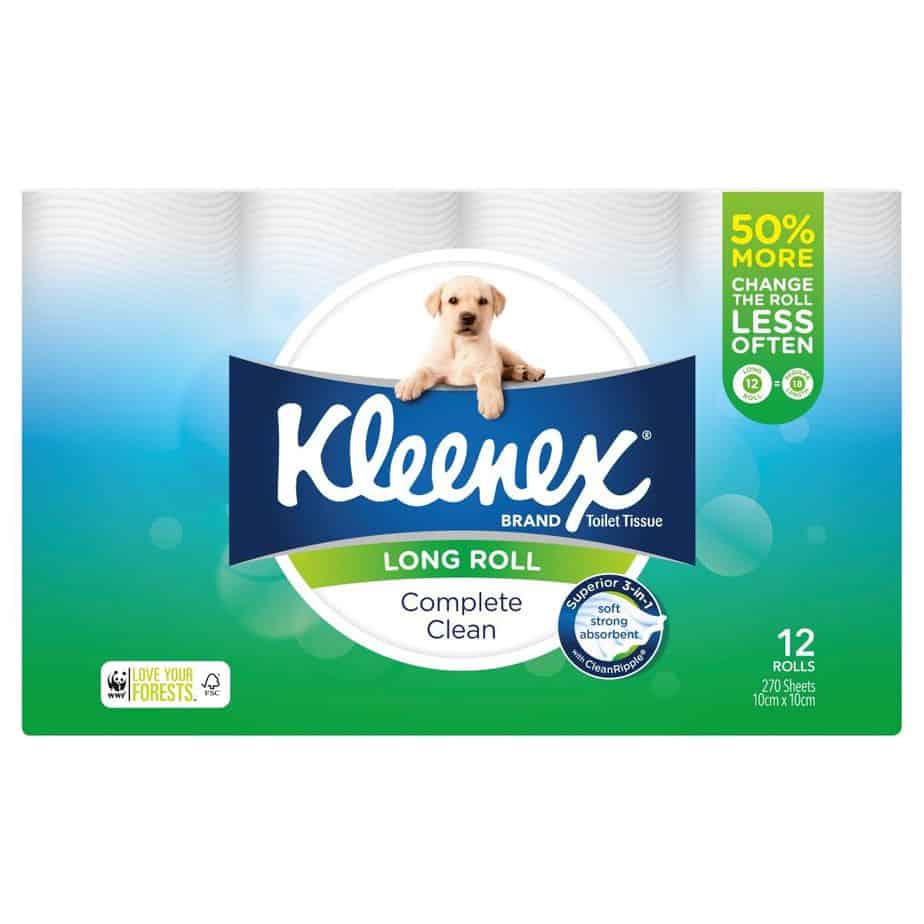 Kleenex Complete Clean Toilet Tissue Long Roll 12 pack, 270 sheets-1933