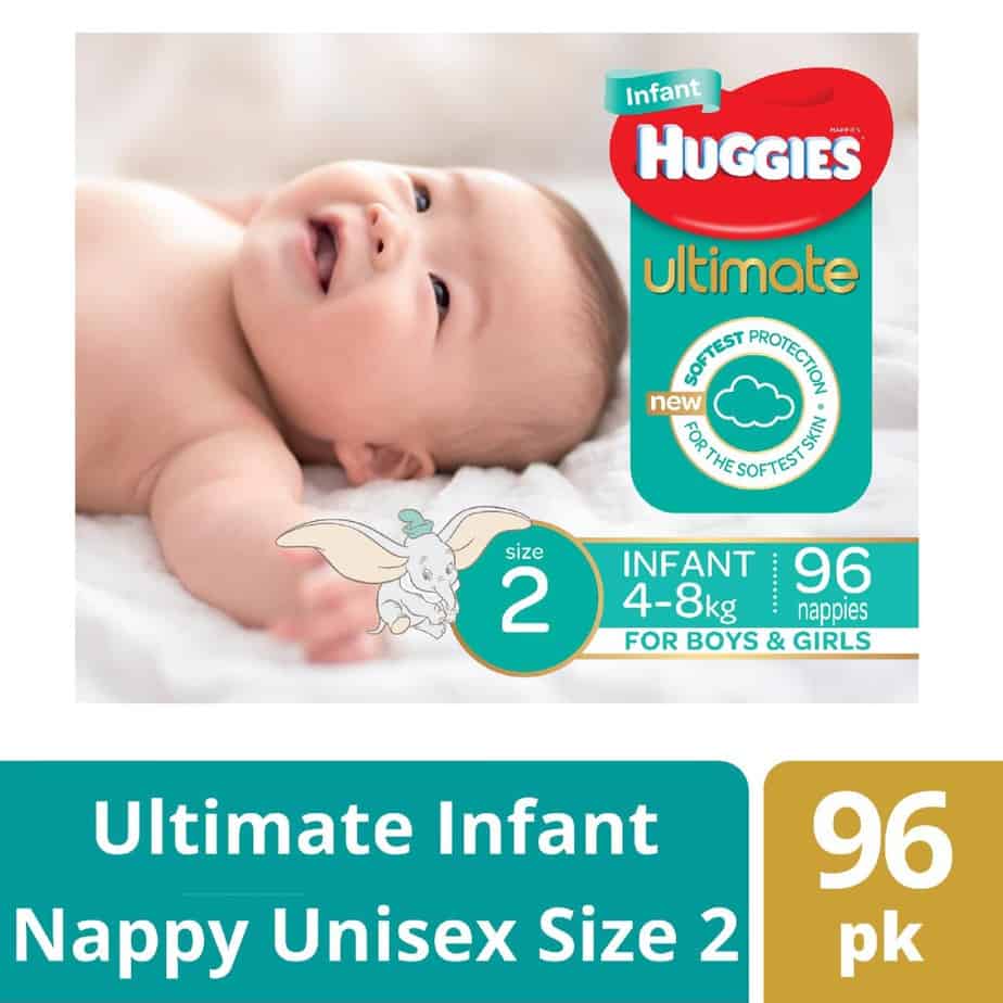 Huggies Ultimate Nappies Size 2 Unisex Jumbo 96s (Infant)-11089
