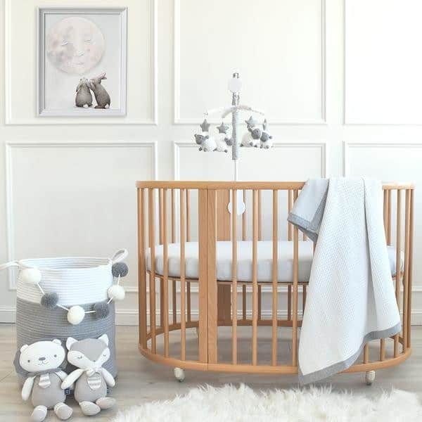 Living Textiles Cot Waffle Blanket - Grey Stripe-11838