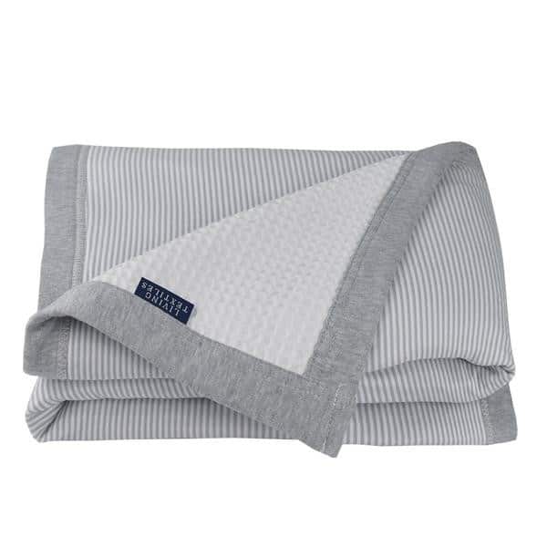 Living Textiles Cot Waffle Blanket - Grey Stripe-11839
